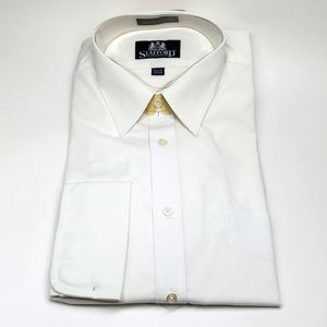 Vintage Stafford White Button Down Long Sleeve Dress Shirt 15 1/2 32 Fitted NWOT